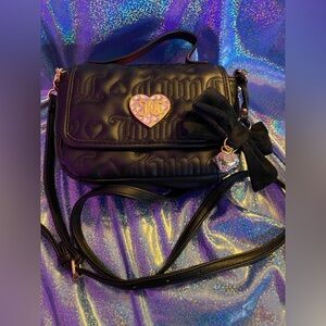 Black Designer Juicy Couture Women's Bag with Heart Charm